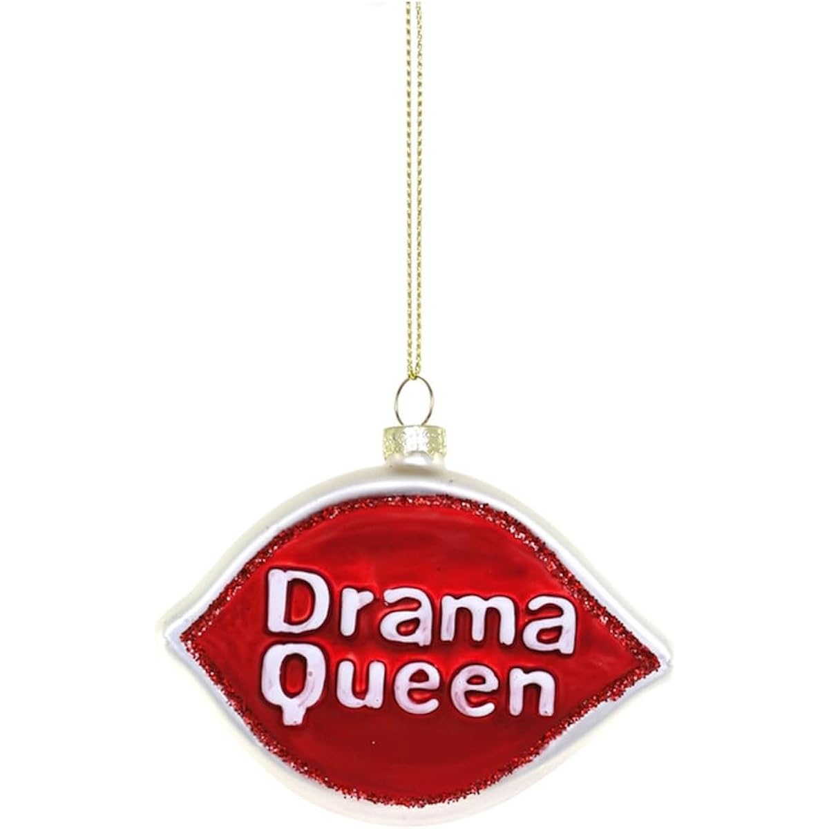 The Bridge Collection Drama Queen Ornament - Red & Silver Glitter Ornament Holiday Decor - Drama Queen Christmas Ornament - Funny Christmas Ornament