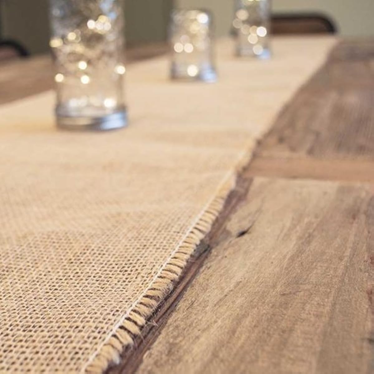 PoshNPretty Burlap Rustic Wedding Party Country Barn Table Runner with Fringe - Choose Your Size 12 1/2" x 76" Inches