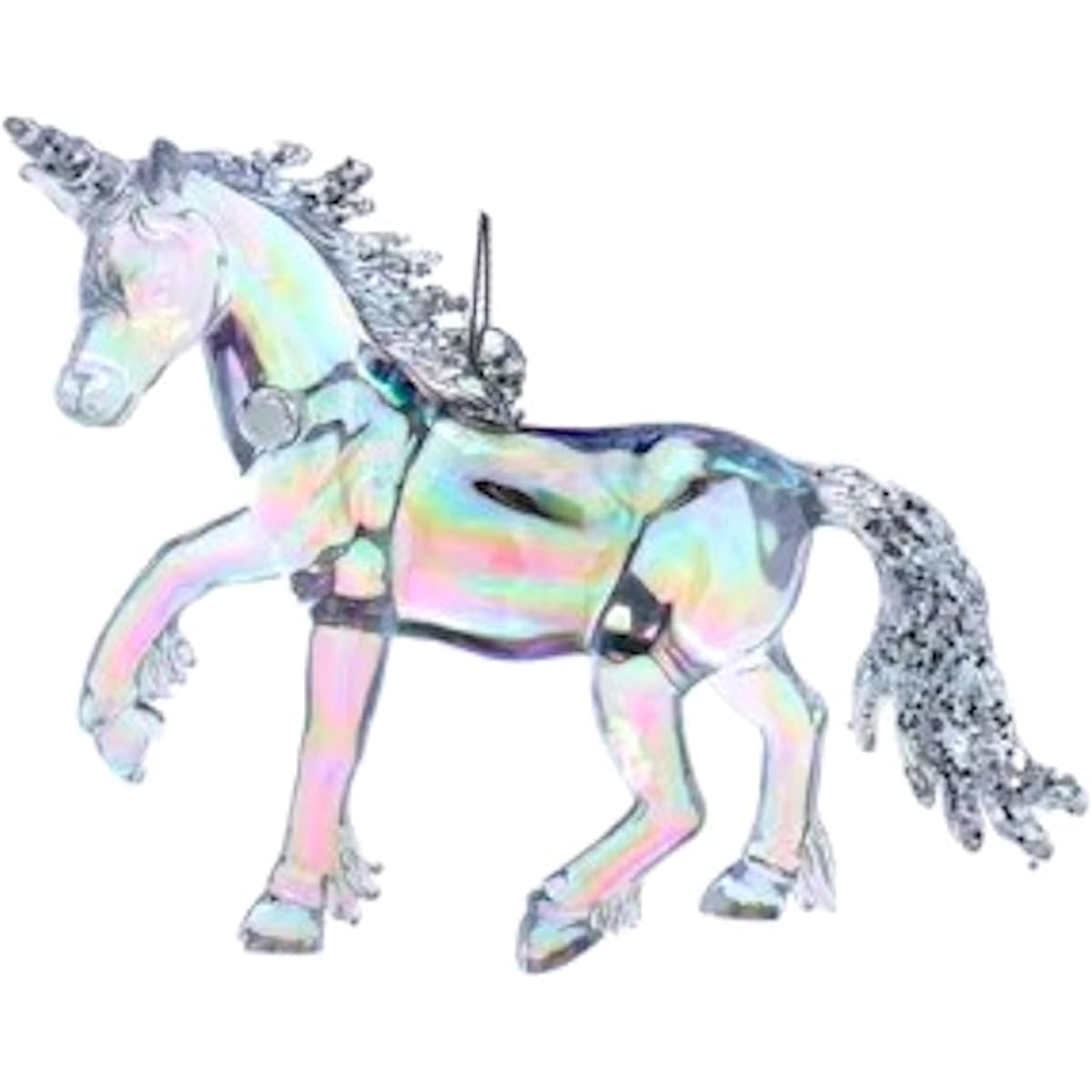 The Bridge Collection 4.2" Iridescent Unicorn Ornaments - Set of 2 - Holiday Home - Christmas Tree Ornaments - Iridescent Ornaments - Crystal Christmas Decor