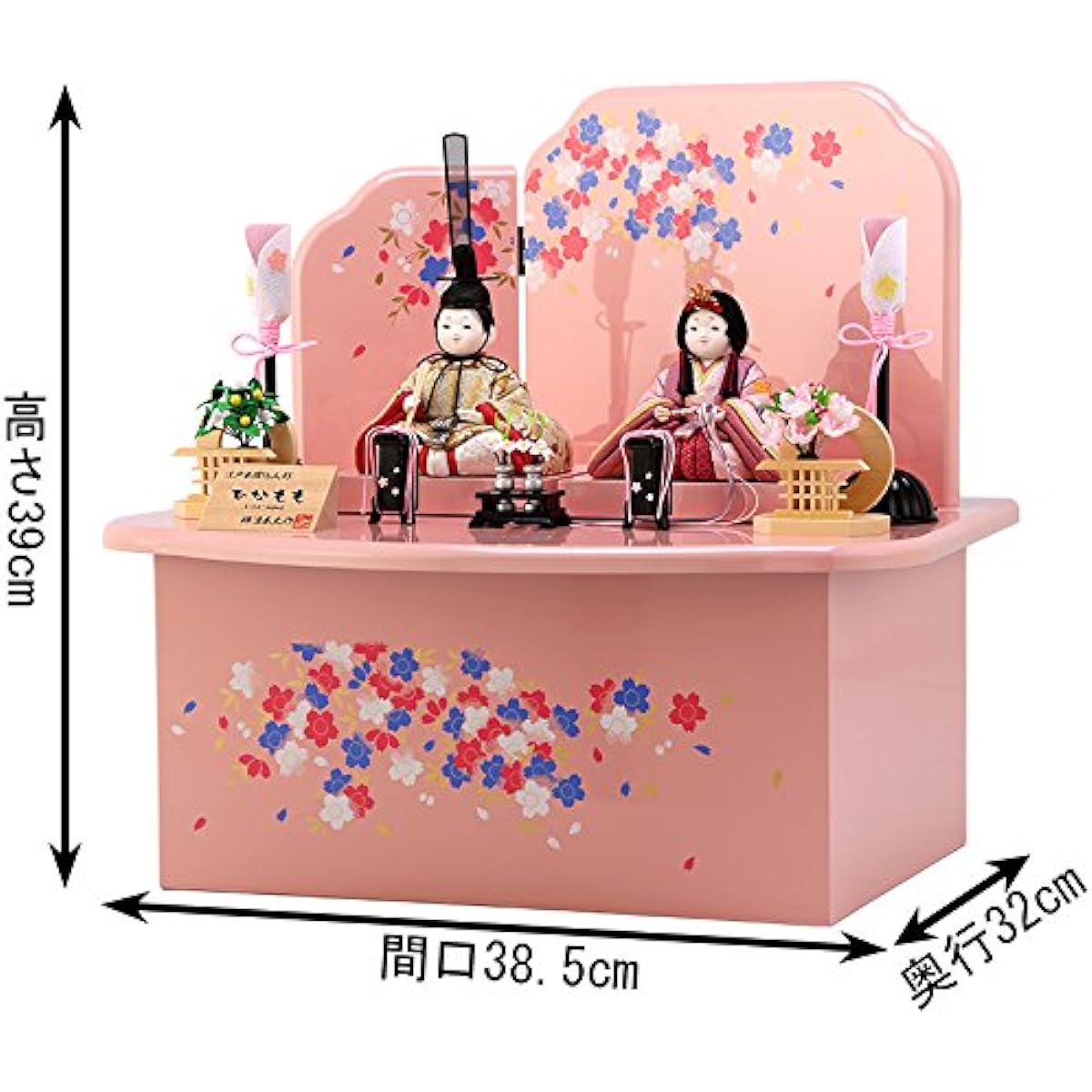 Hina dolls, Hina dolls, wood-grained, plump, compact storage ornament, prince and princess ornament, inset eyes, made by Toko Kakinuma, Hina Momo, pink h293-mi-kt-1869bs