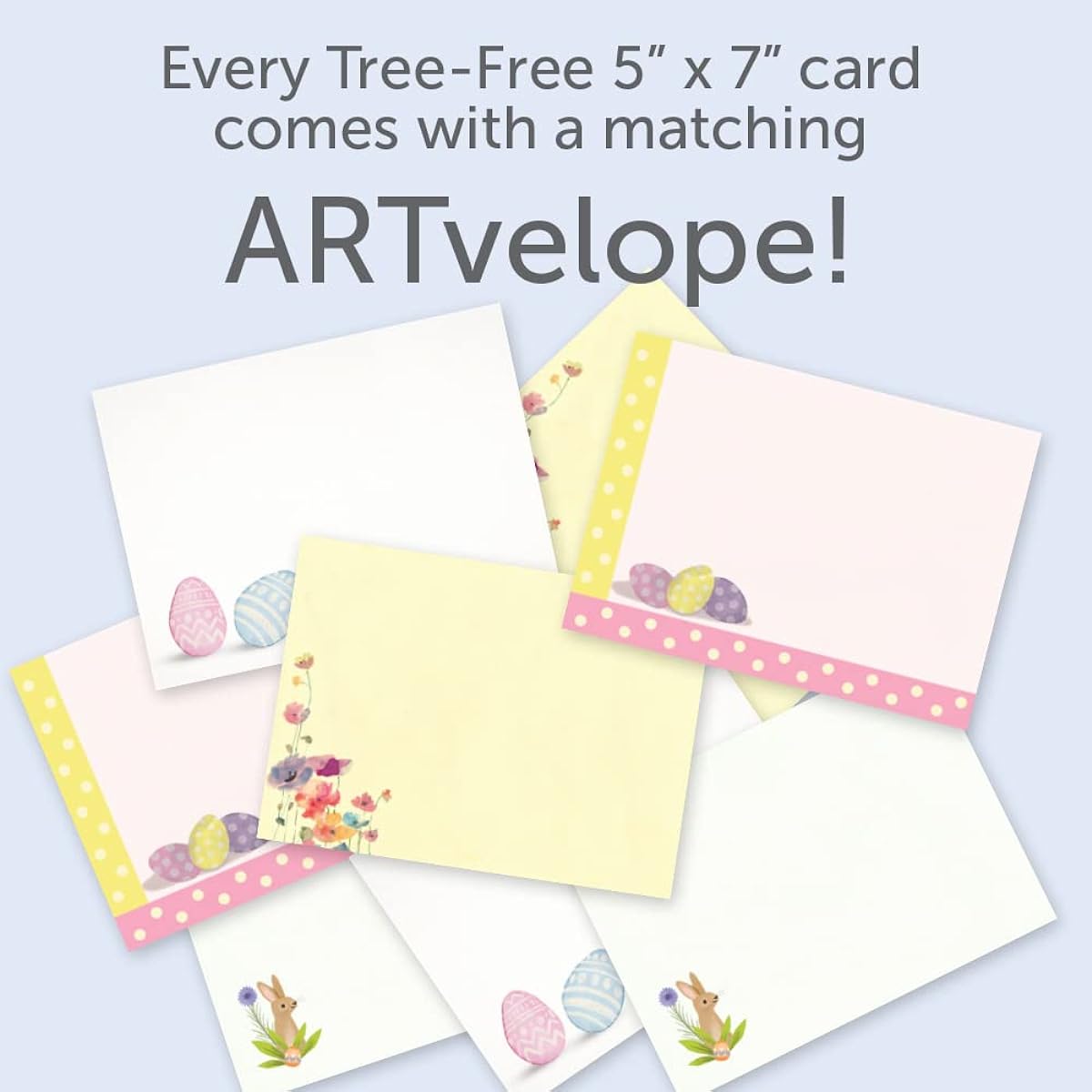 Tree-Free Greetings Easter Greeting Cards, Set of 8, Eco-Friendly, Made in the USA, 100% Recycled Paper, 5"x7", Spring Wishes (GA64288)