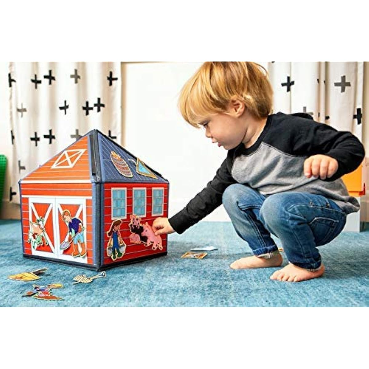 My Little Farm Interactive 1.25' Felt Playhouse & Board with 32 Matching Pieces for Early Language and Vocabulary Development