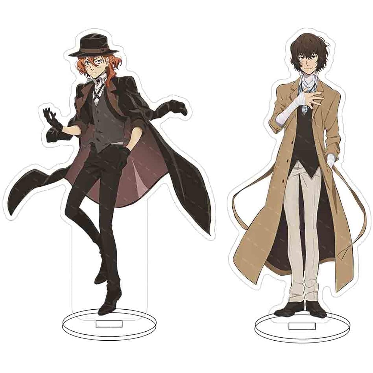 JCvCX 2 Piece Stray Dog Figure Chuuya Nakahara Figure Osamu Dazai Standing Figure Creative Gift Toy Figure Acrylic Peripherals Ornament Collection For Fans
