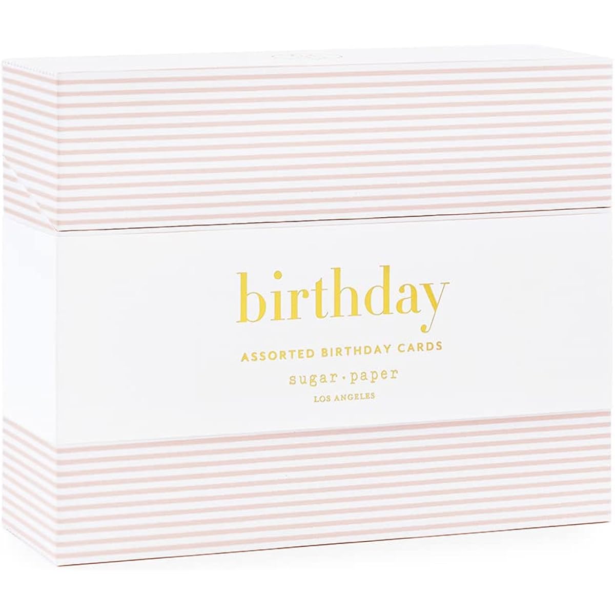 Sugar Paper Birthday Card Box, Assorted Greeting Cards, Set of 12 Birthday Cards and Envelopes, Blank Inside, 6.25" x 2" x 5" Storage Box, 4.25" x 5.5" Greeting Cards