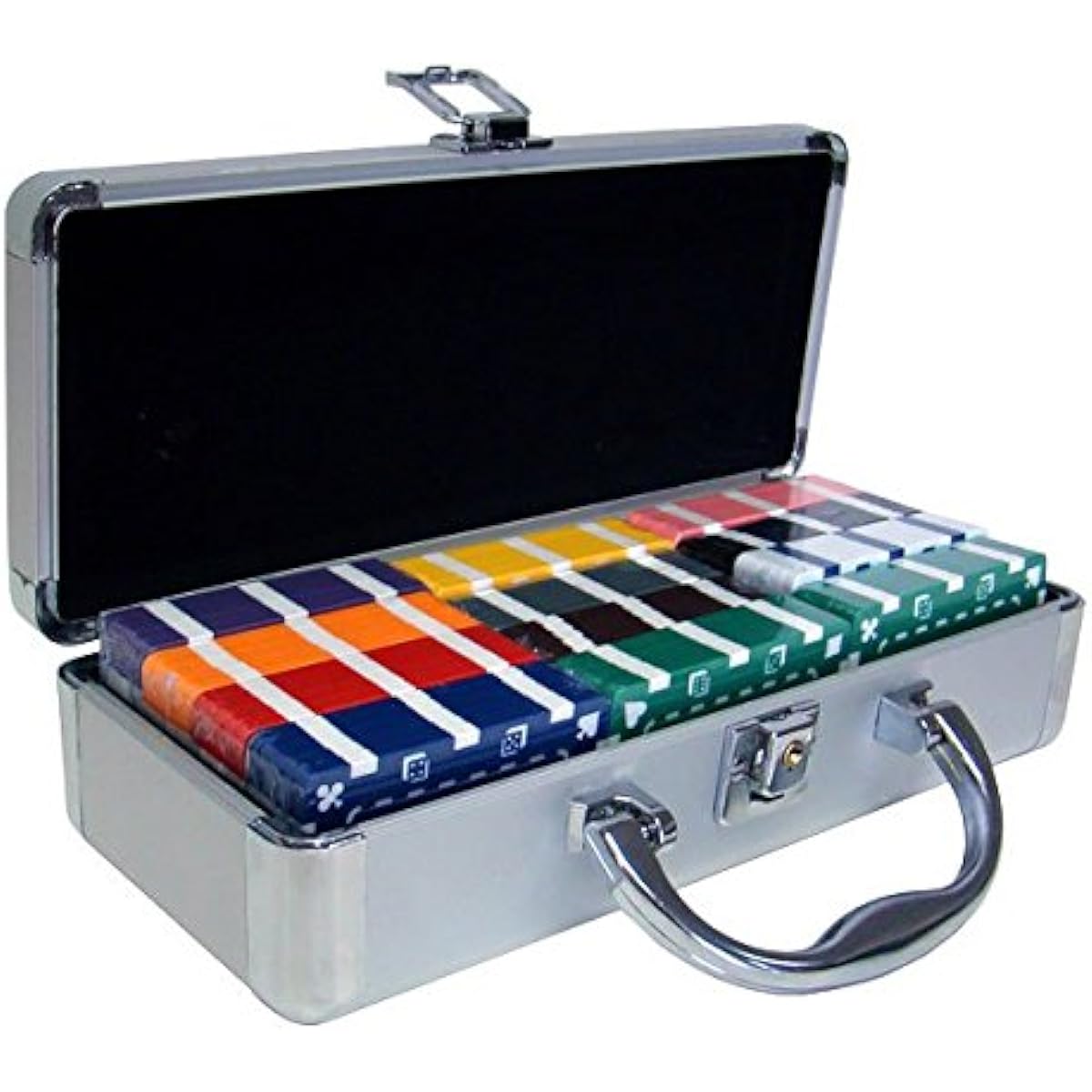 Deluxe 60 Count Poker Plaque Set with Aluminum Case with Bonus 2 Blind Button Set - Choose Color