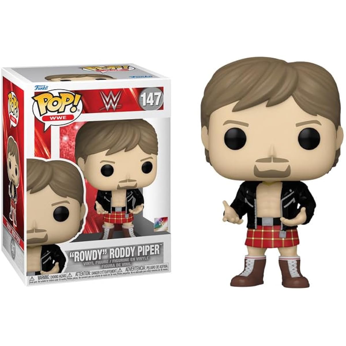 POP WWE: Rowdy Roddy Piper Funko Vinyl Figure (with Compatible Box Protector Case), Multicolor, 3.75", STL288996
