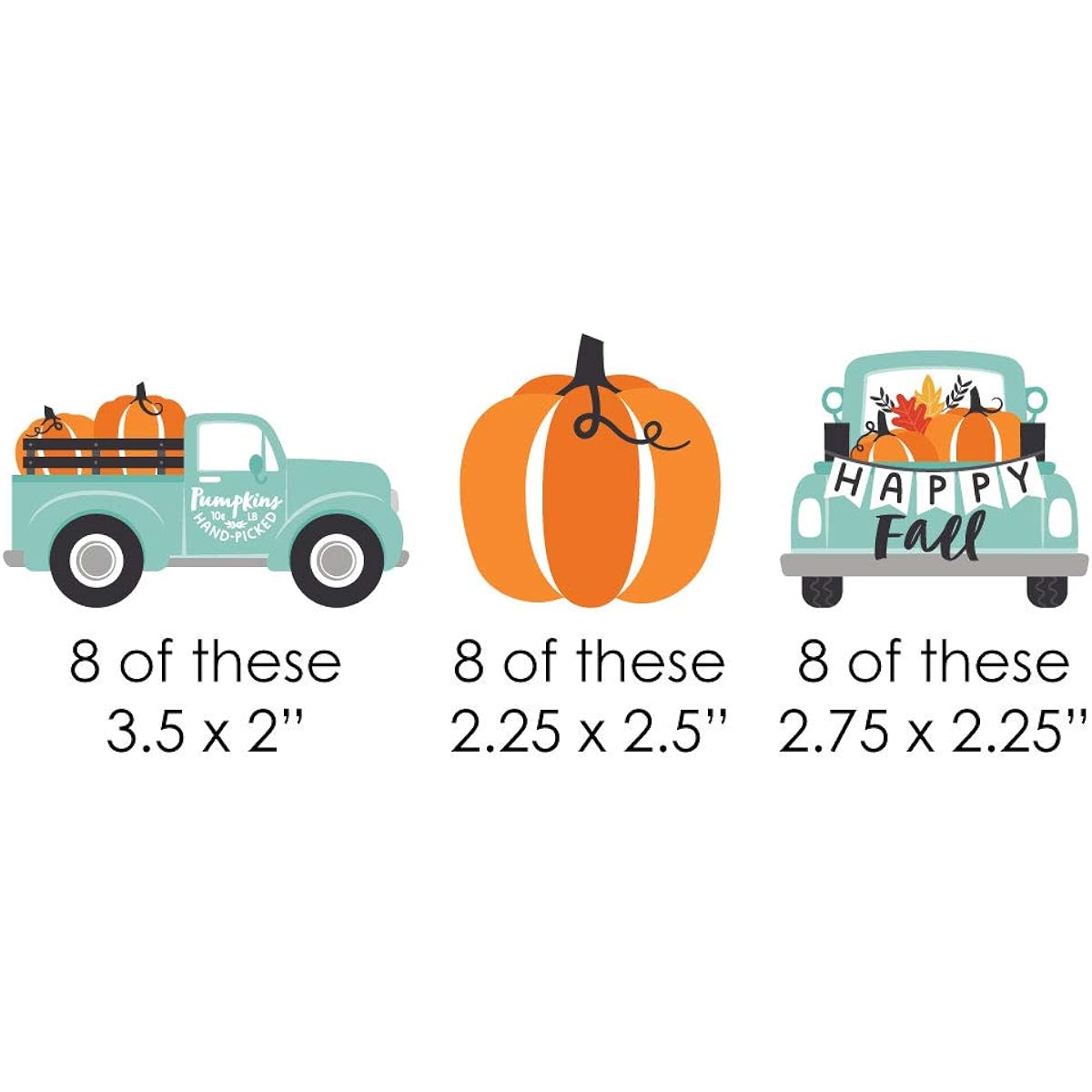 Big Dot of Happiness Happy Fall Truck - DIY Shape Harvest Pumpkin Party Cutouts - 24 Pieces
