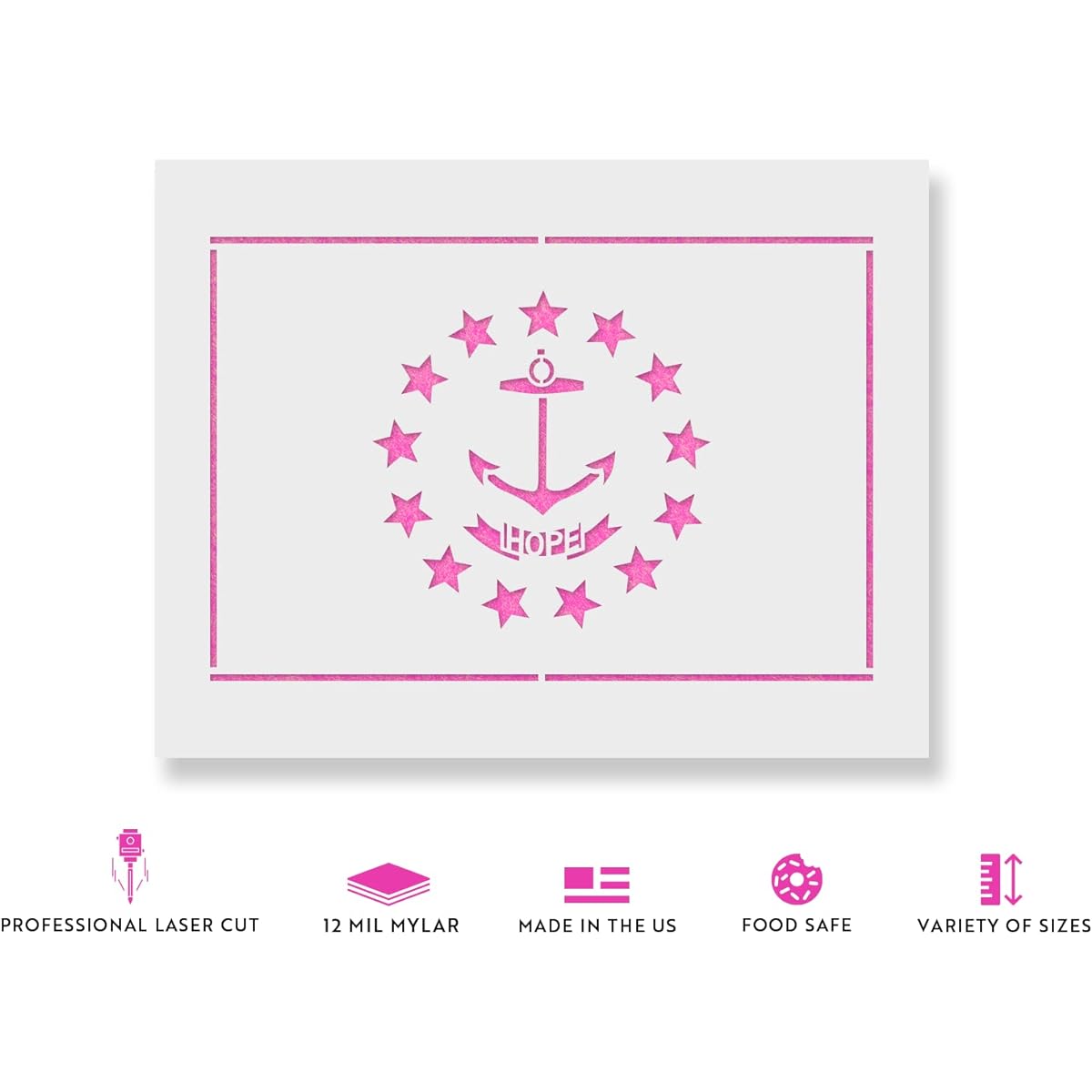 Rhode Island State Flag Stencil Template for Walls and Crafts - Reusable Stencils for Painting - Small & Large Sizes