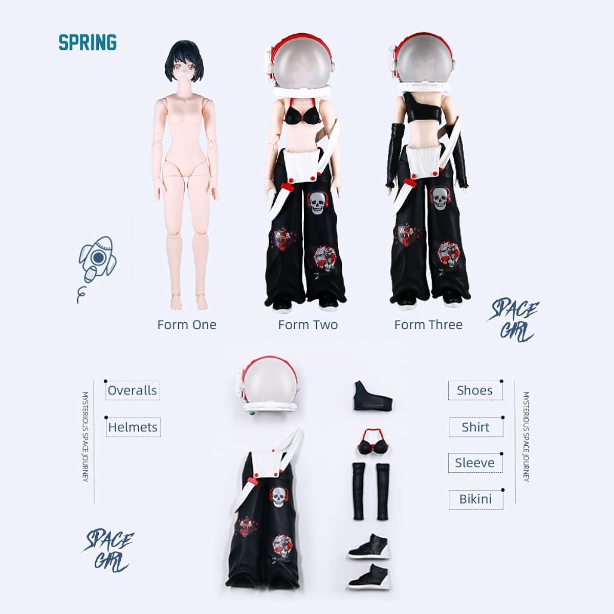 SacPero Space Doll 8.9 Inch Astronaut Doll with Helmet 26 Articulated Doll Metaverse Doll Stretchable DIY Toy Boys Girls (Winter)