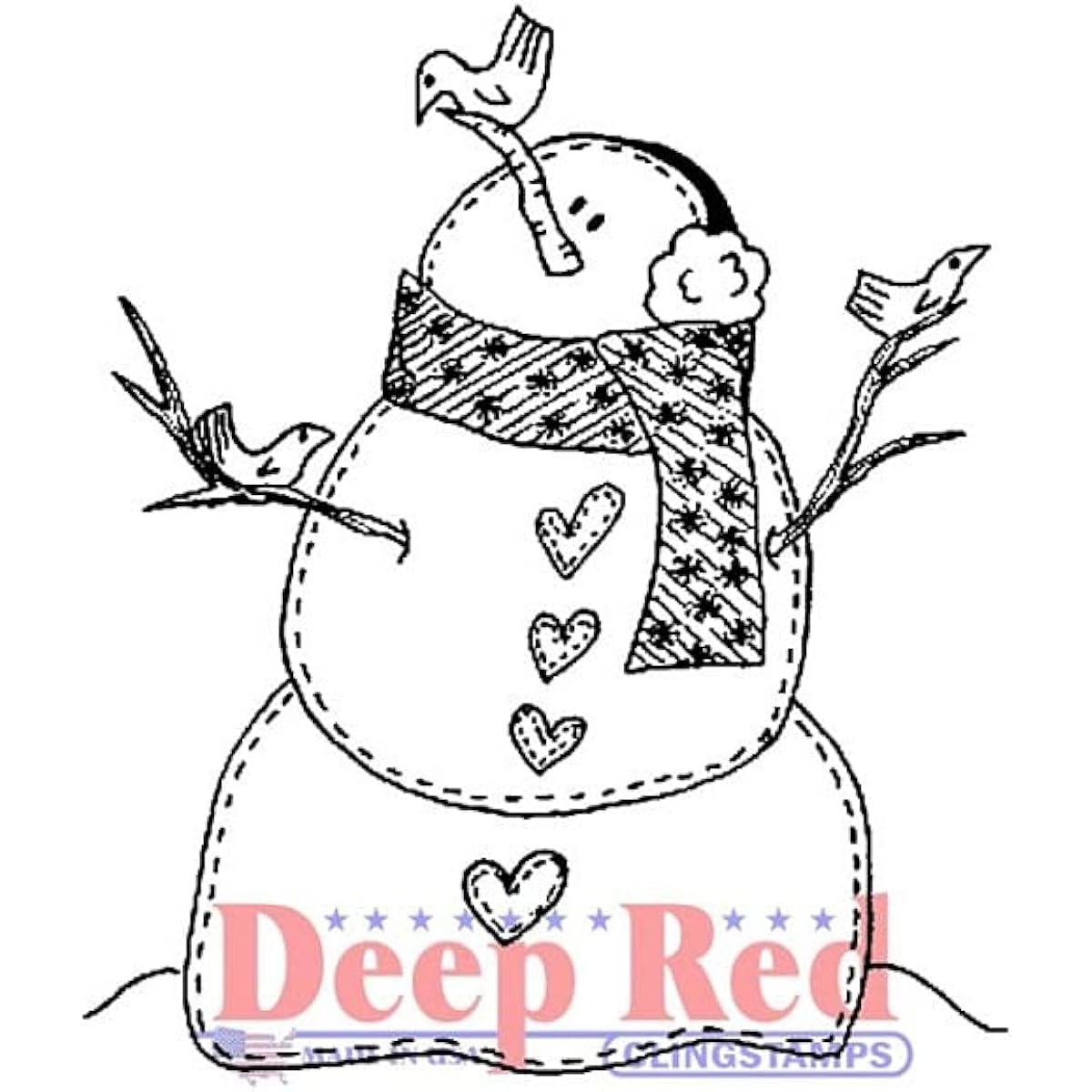 Deep Red Cling Stamp 2"X2"-Snowman W/Birds (parallel input product)