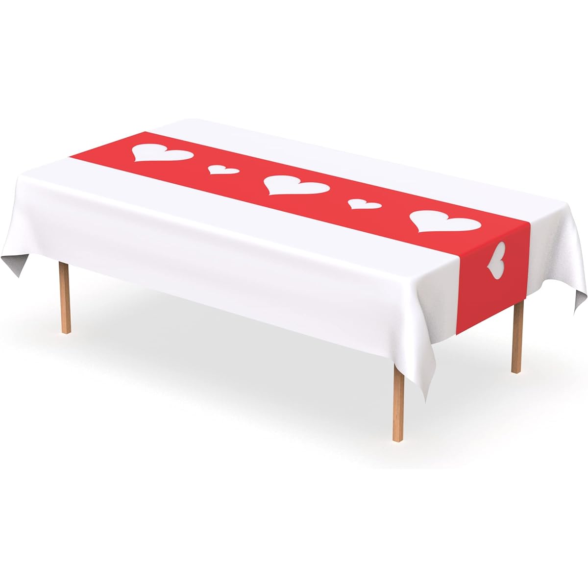 5 Pack Red Cutout Heart Plastic Table Runner