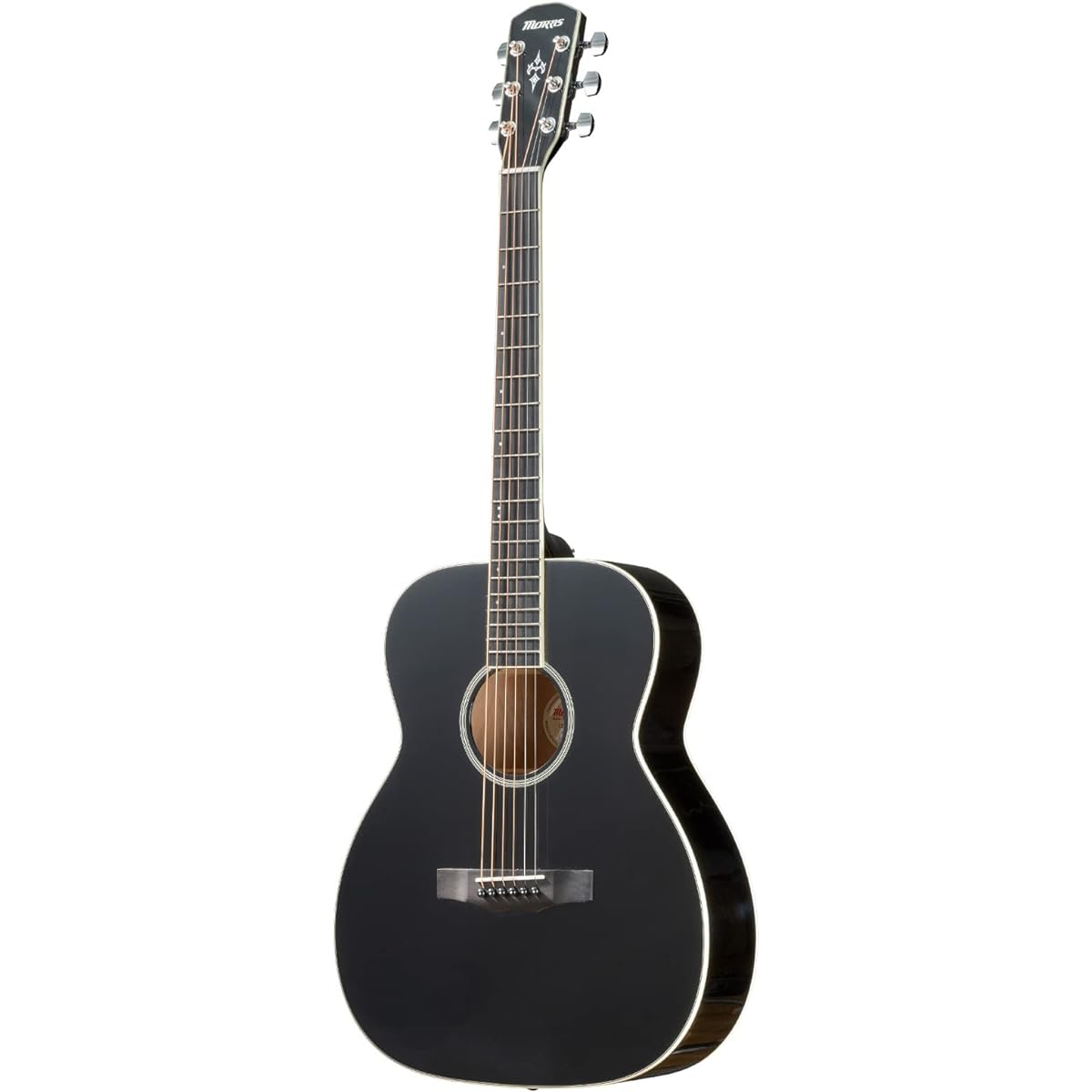 Morris F-025 BLK Solid Spruce Top Morris Folk Size Acoustic Guitar Acoustic Guitar Beginner Gloss Finish Black