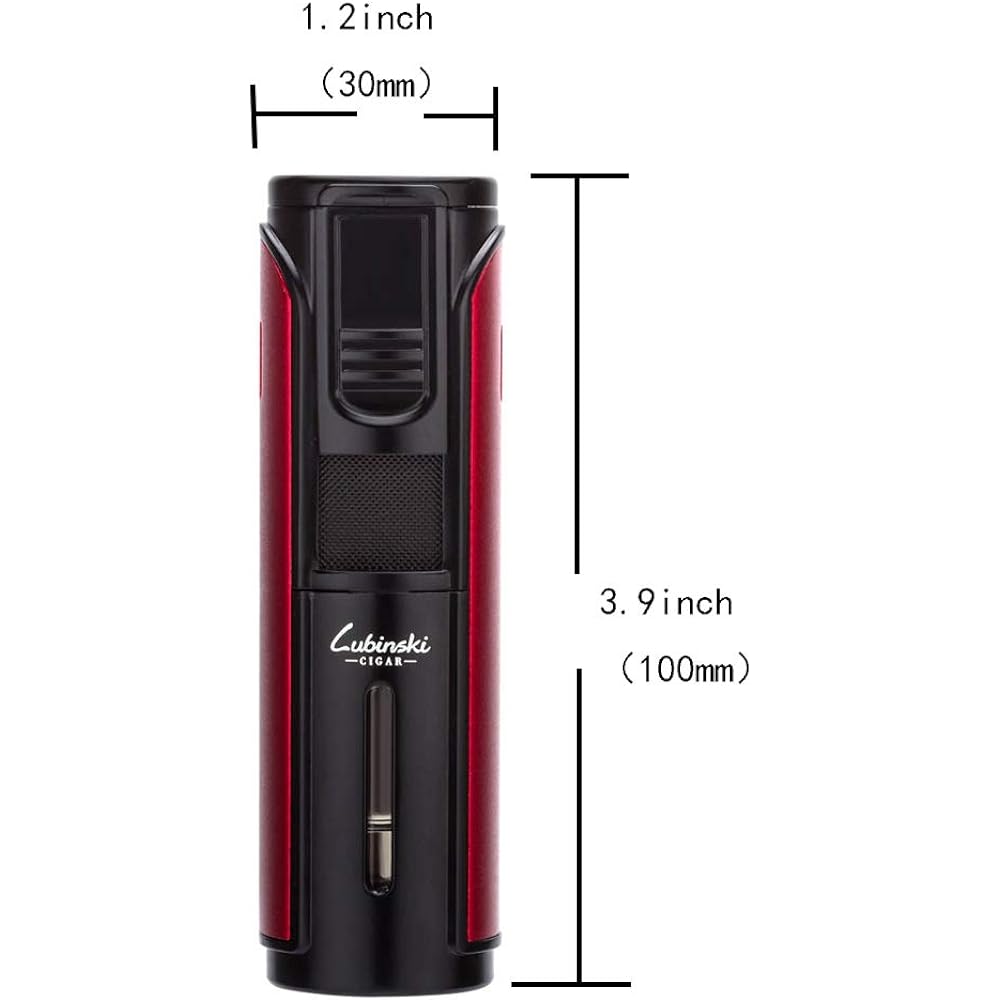 LUBINSKI Direct Injection Turbo Lighter Gas Cigarette Lighter Burner Windproof Injectable Camping Jet Lighter (No Gas) (Red)