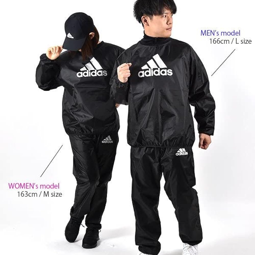 adidas Men's Women's SAUNA SUIT SET Sauna Suit Weight Loss Diet Sweating Lightweight Pullover Long Pants Setup Top and Bottom Set Training Wear adi-sauna-set-2XL-adiSS01-V2-BLACK