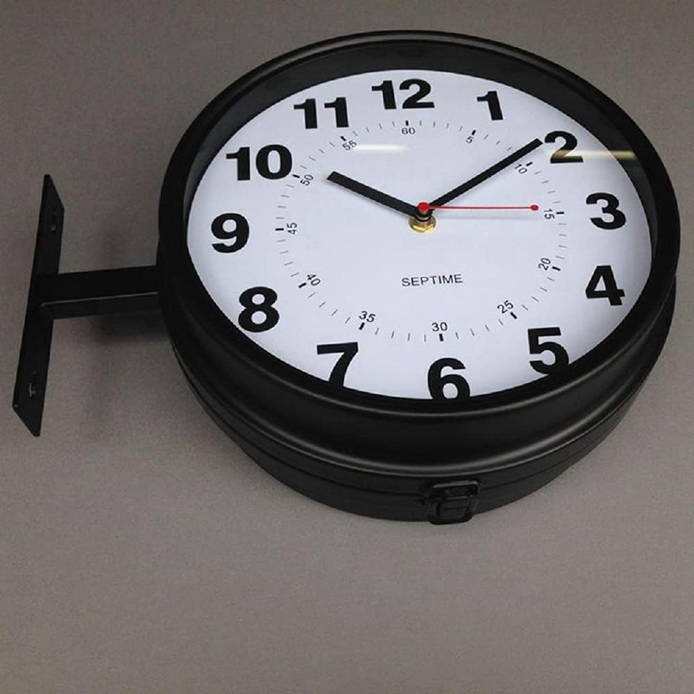 Double-sided clock wall hanging clock fashionable wall outdoor clock antique double-sided clock stylish store clock shop cafe table clock interior west coast style silent SISBRLR white