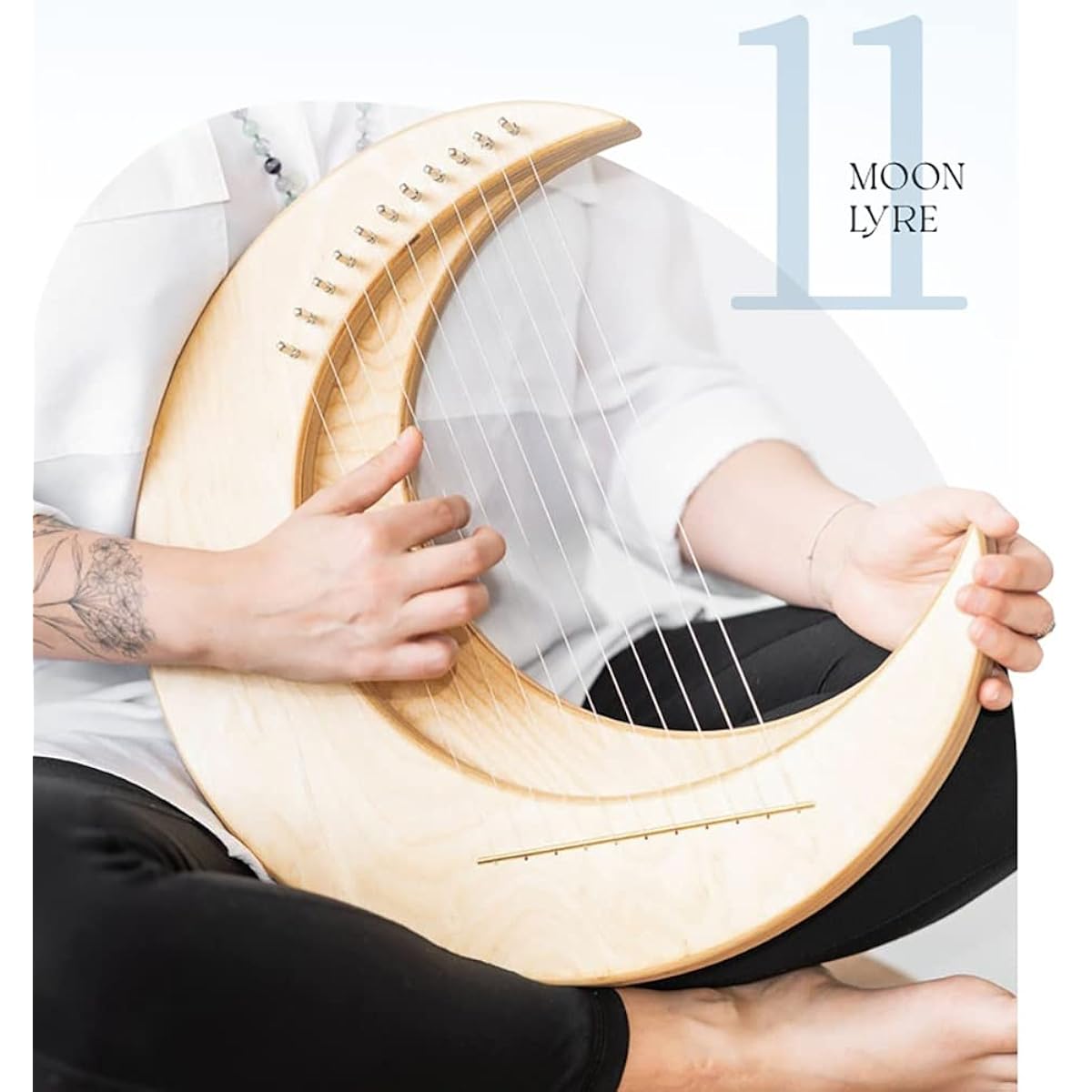 8/11 String Lyra Harp, G Tone Moon Lyra Harp for Kids and Adults, Wooden Musical Instrument with Stand (Color : 11 strings_With stand)