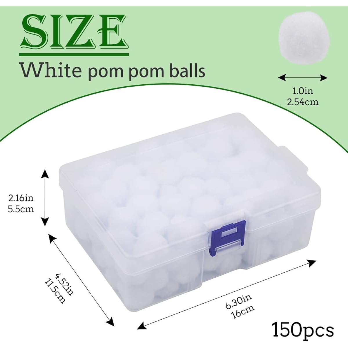 BAGERLA 150 Pom Poms for Crafts, 1 Inch Pom Pom Balls Arts & Crafts Creative Decoration White Pom Poms for Crafts Kids DIY Projects