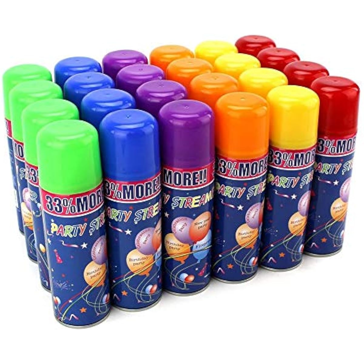 (Los Angeles Superstore) Los Angeles Superstore Party String Streamer Tins 24 Pack - Silly Crazy Party Supplies Celebrations