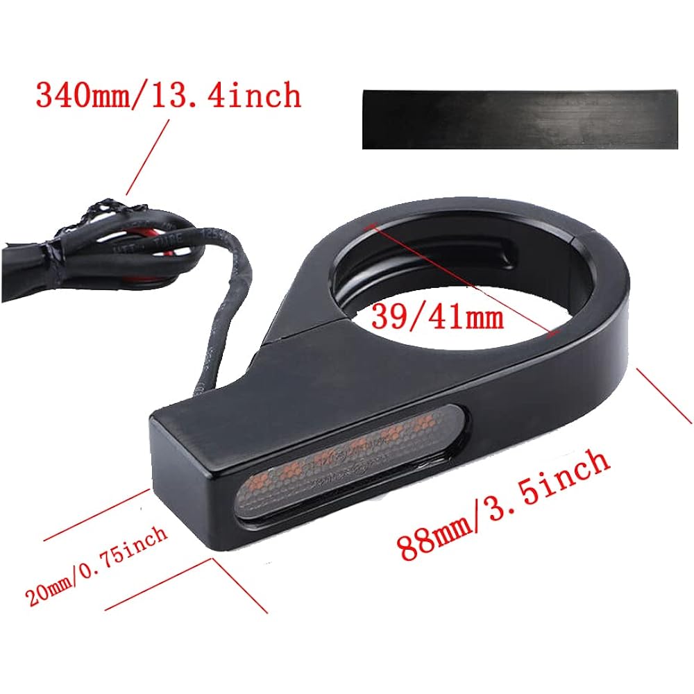 Motorcycle 39mm 41mm Fork Clamp Turn Signal LED Indicator Amber Light for Harley Honda Chopper Bobber Cafe Racer Black