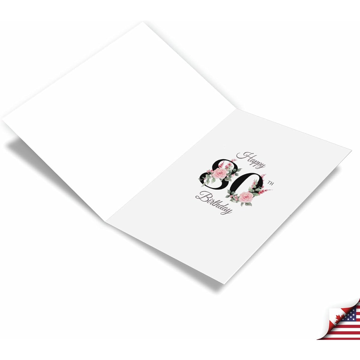 NobleWorks 80th Anniversary Milestone Birthday Greeting Card 5 x 7 Inch with Envelope (1 Card) Floral 80 Years Old C8262MBG