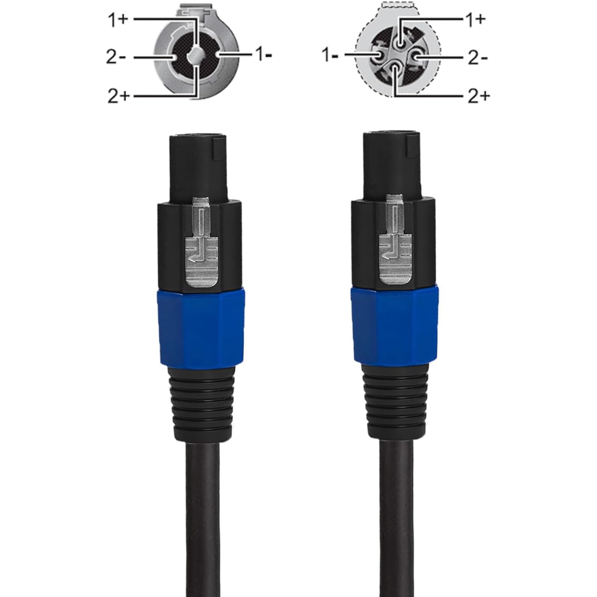 HeyTones 50ft 12 Gauge Professional SpeakON to SpeakON Cable - 12AWG 50ft DJ/PA Speaker Cable Amplifier Connection Wire