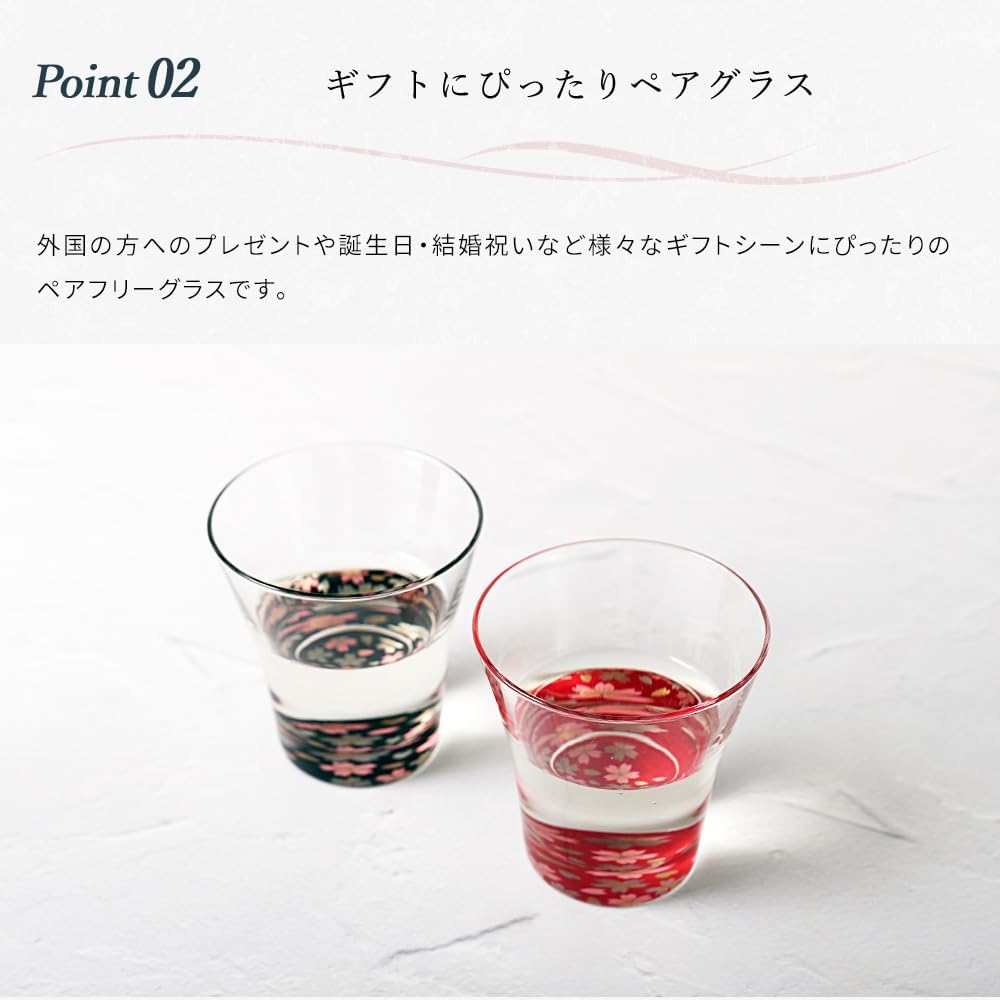 Yamaga Lacquerware Store Nurimon de Verre Free Glass Makie Cherry Blossom Pair Set Kishu Lacquerware