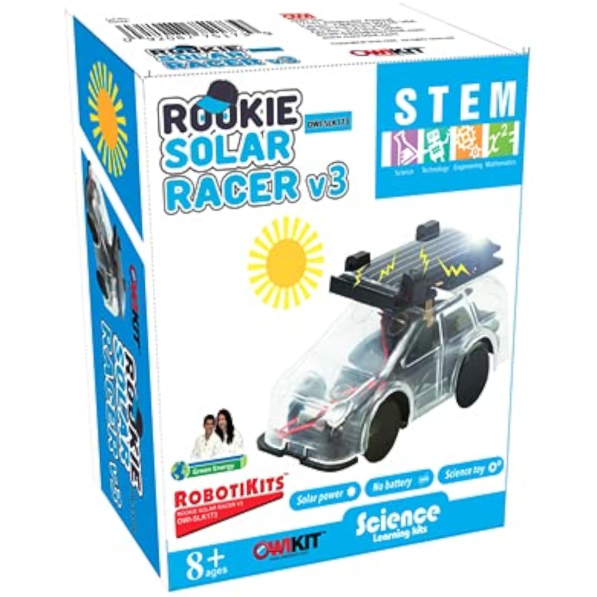 OWI Inc Rookie Solar Racer v3 DIY STEM Solar Powered Car Birthday Kit for Ages 8+