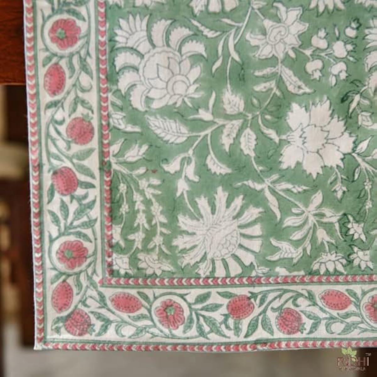 Ridhi Mint Green Table Runner 100% Cotton Decorative Table Cover for Home Kitchen Dining Cocktail Party Family Dinner Wedding Thanksgiving Christmas