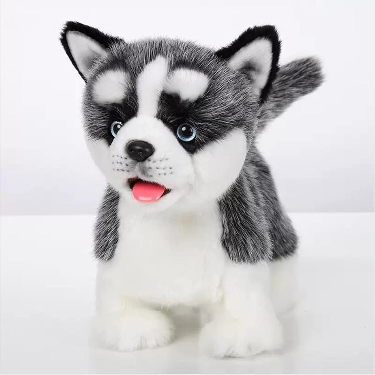 Electronic Walking Siberian Husky Plush Toy Realistic Interactive Puppy Pet Dog Walking Barking Wagging Tail Talking Present Pet Gift for Year Boy Girl