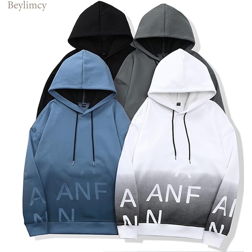 Beylimcy Men's Long Sleeve Gradient Hoodie Loose Pullover Hooded Stylish Sweatshirt Popular Street Tops Spring Autumn Winter Bey42