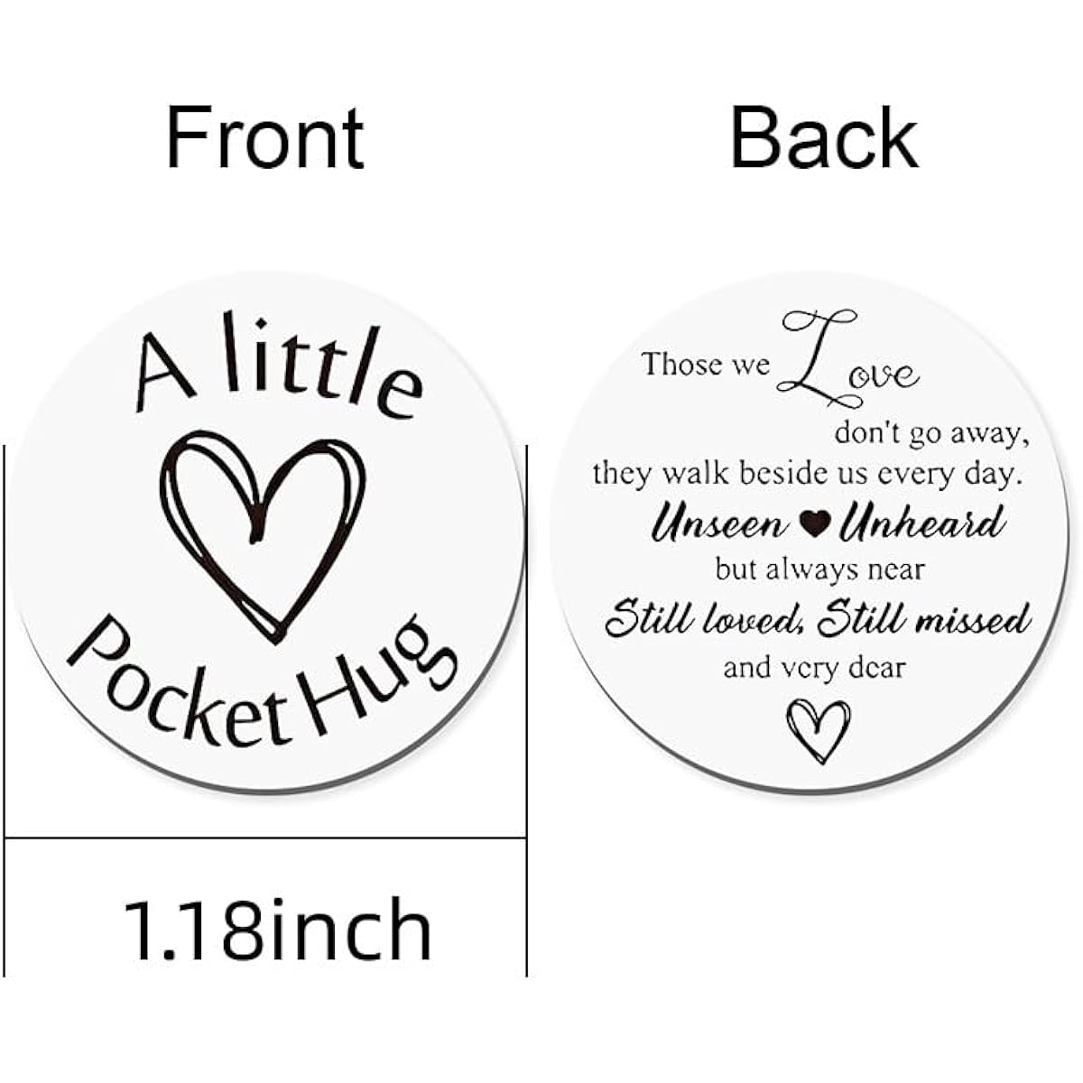 Pocket Hug Token Keychain Coin Gifts for Women Men Boys Girls Birthday Christmas Gifts for Him Her PU Leather Keychain
