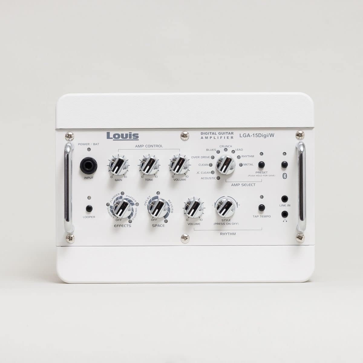 Louis LGA-15Digi/W Guitar Amplifier White Bluetooth Rhythm Machine Looper Built-in Rechargeable Battery Compatible with Electric Guitars and Acoustic-Electric Guitars Louis