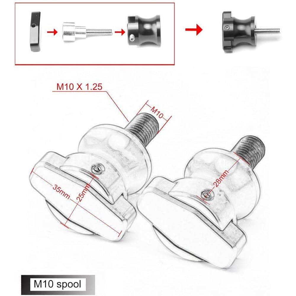 Swingarm Spool Stand Screw Slider Motorcycle Swingarm Spool Slider CNC Aluminum For Ka-wa-sa-ki ZX-10R ZX10R 2004-2016 2017 8mm 10mm (Color: Titanium, Size: 10mm)