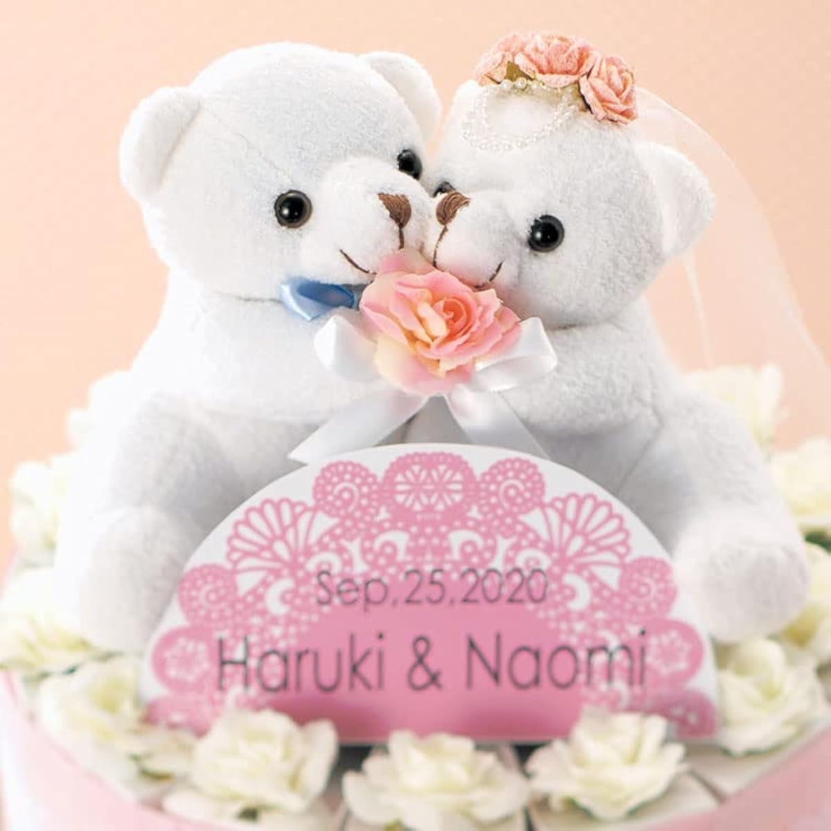 "Welcome Bear Wedding Cake" Dragee 60-piece set Can be used as a welcome board Small gift Wedding reception