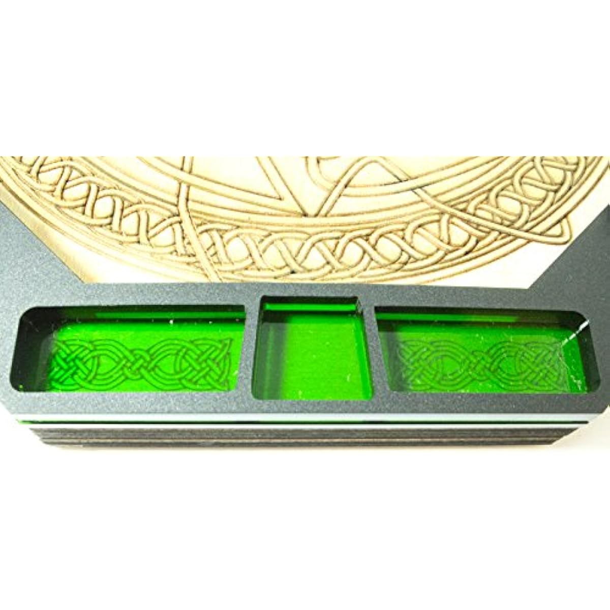 Dice Tray Wood with Laser Etched Celtic Design Emerald C4Labs