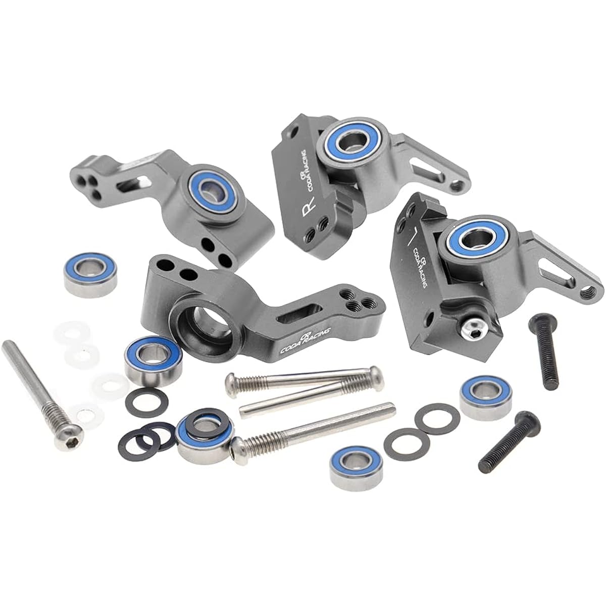 CODA RACING RC Alloy Caster Block & Steering Block & Rear Stub Axle Carrier Parts for Traxxas 1/10 2WD Rustler, Stampede, Slash, Nitro Sash Replacement for 3736 3632 3752