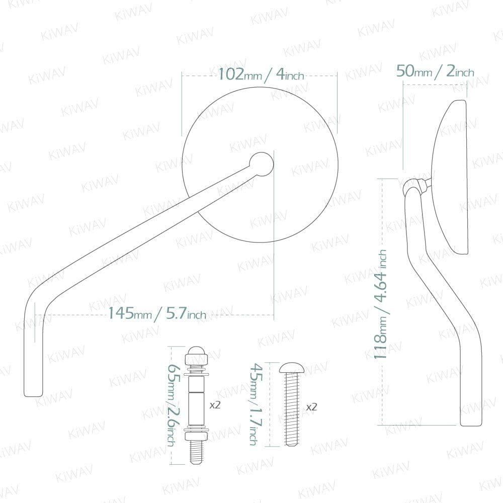 Eclipse OEM round bike mirror, simple retro style, left and right set, screw set for Harley-Davidson bikes (5/16")