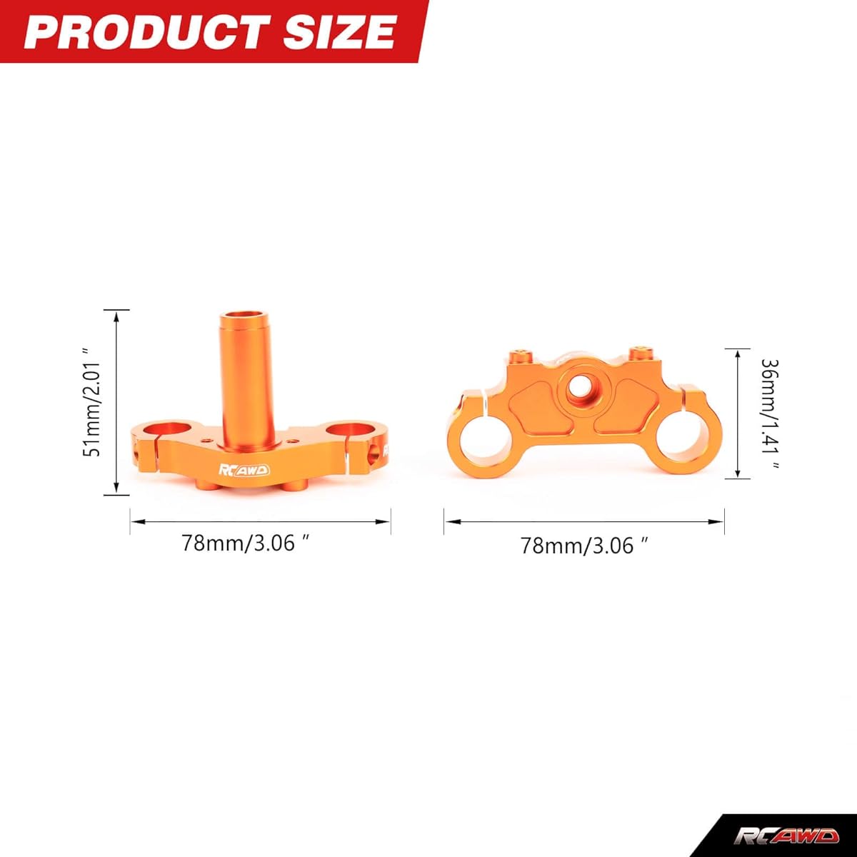 RCAWD Aluminum Triple Clamp Set Promoto-MX LOS364006 Upgrade Parts Orange