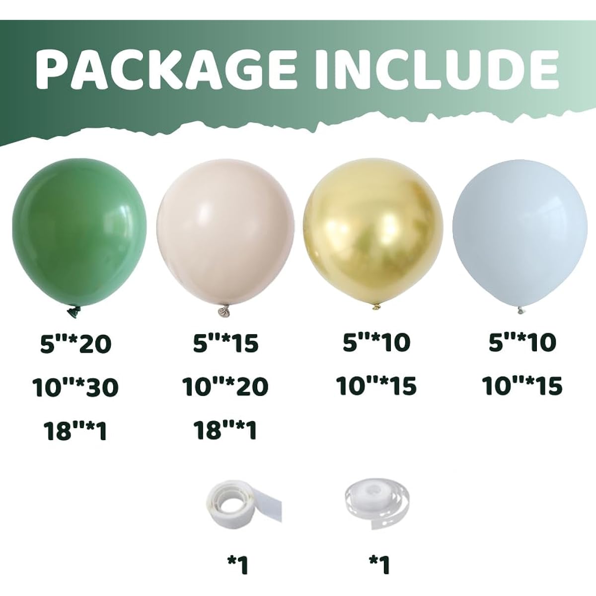Sage Green Balloon Arch Garland Kit 139 Pieces Olive Eucalyptus Green Sand White Gold Balloon Jungle Safari Baby Bridal Shower Happy Birthday Party Wedding Wild One Woodland Decoration (Sage Green)