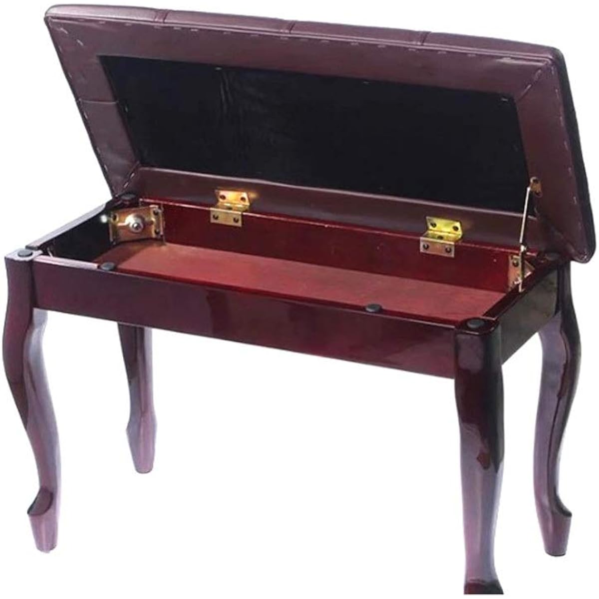 Keyboard Bench Piano Stool 2 Person Solid Wood Piano Stool Curved Legs Piano Stool Bookshelf Guzheng Electronic Piano Stool Piano Keyboard Bench (Color: Brown, Size: 75x34x47cm)
