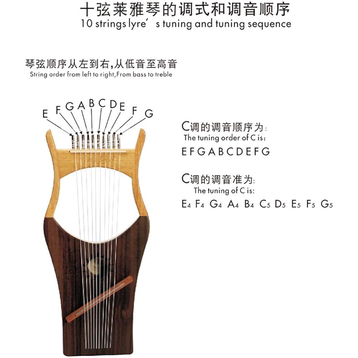 WowZza Lyra Harp 10 String Classic Small Harp Portable Lyre Harp Instrument with Bag for Beginners Easy to Learn