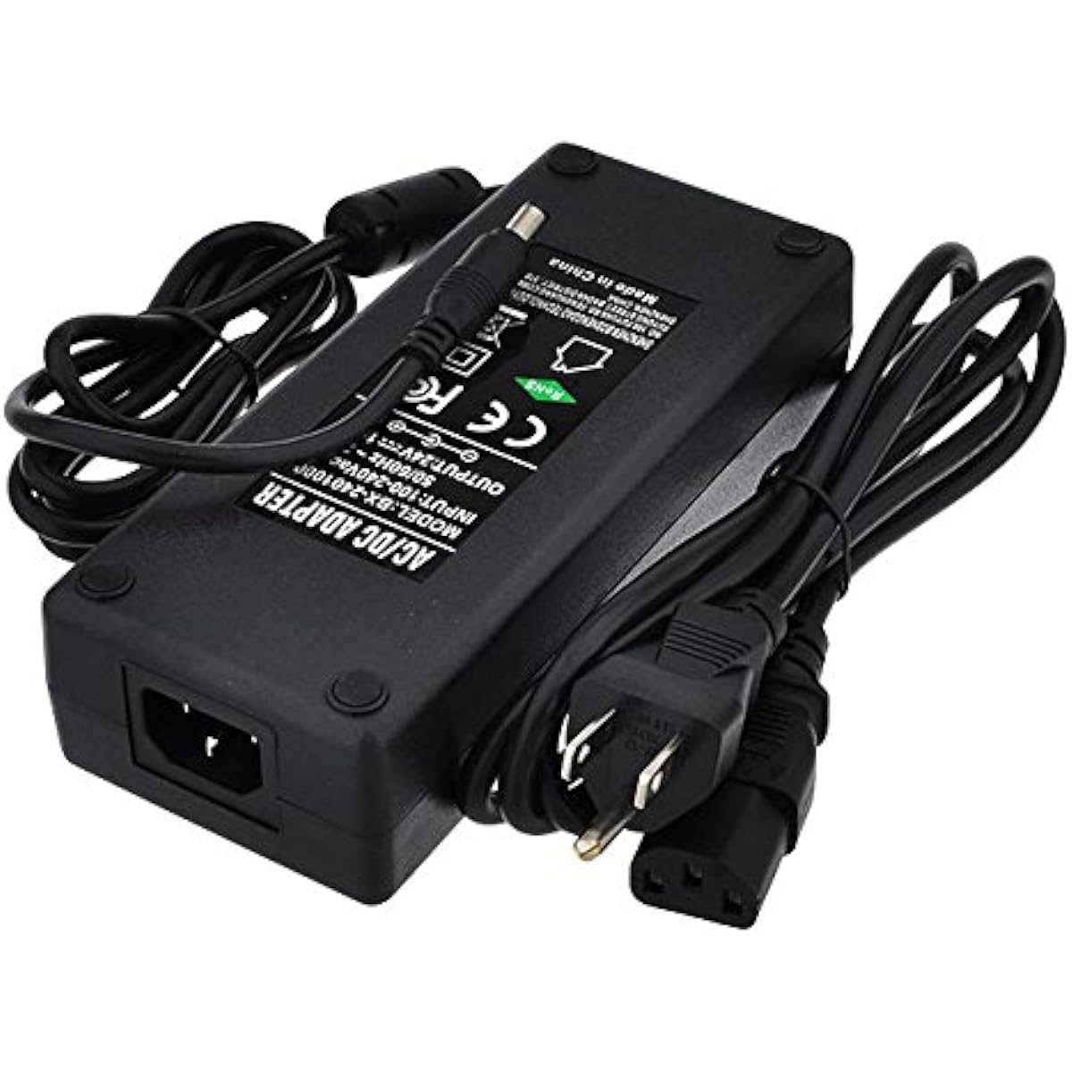 LEDwholesalers 24V 10A 240W AC/DC Power Adapter with 5.5x2.5mm DC Plug and 2.1mm Adapter Black 3264-24V