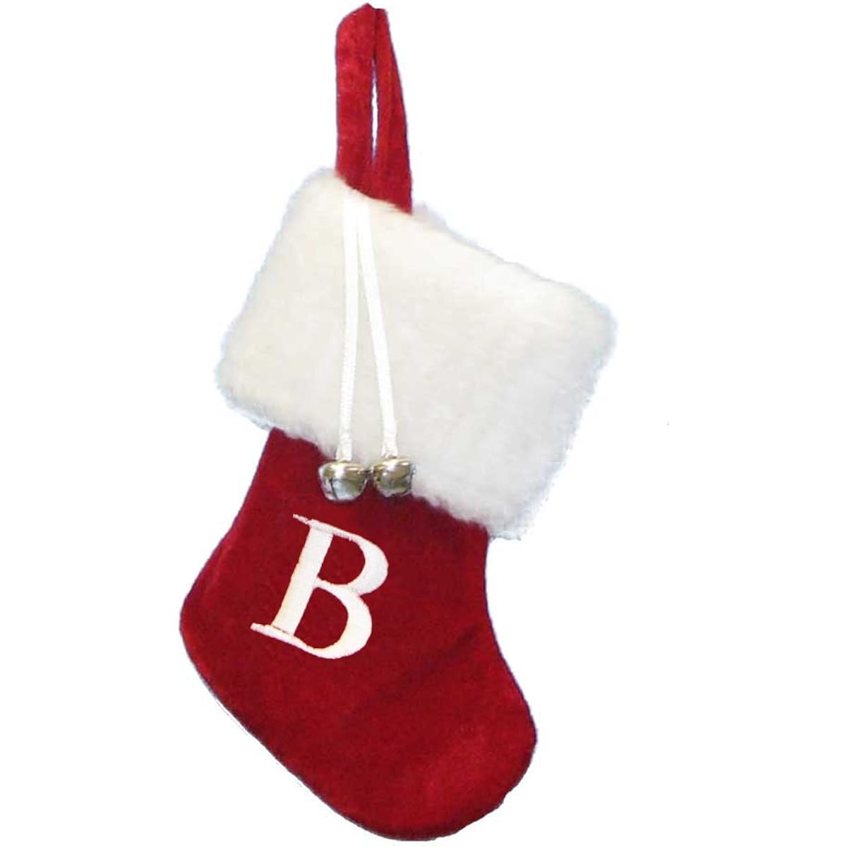 Monogram "B" Miniature Stocking, Red, 7in