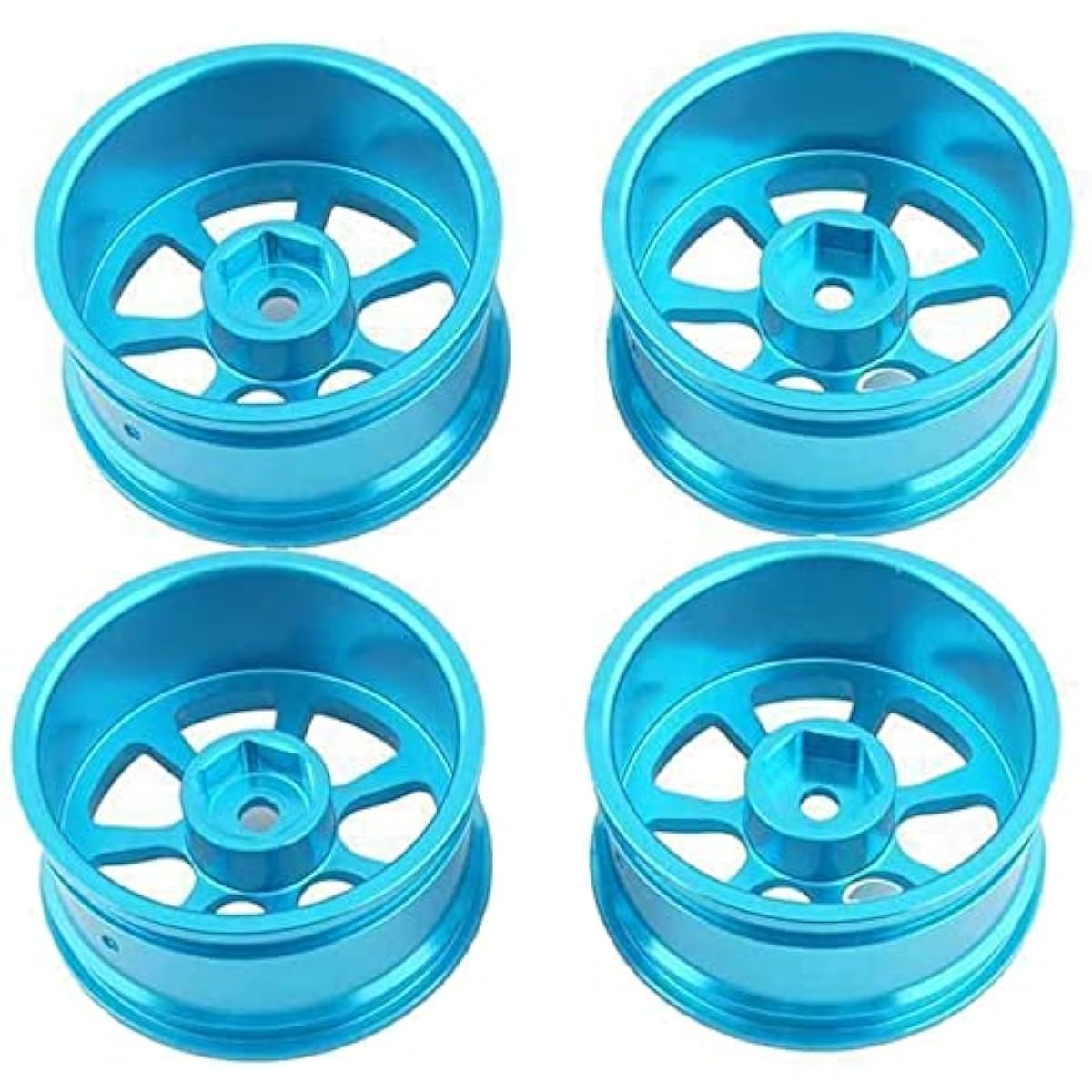 WONFAST 4 Pack 52mm Aluminum Alloy Metal 7 Spoke Wheels Rims for 1/10 RC On-Road Racing Drift Car HSP Sakura HPI Kyosho Tamiya (Blue)