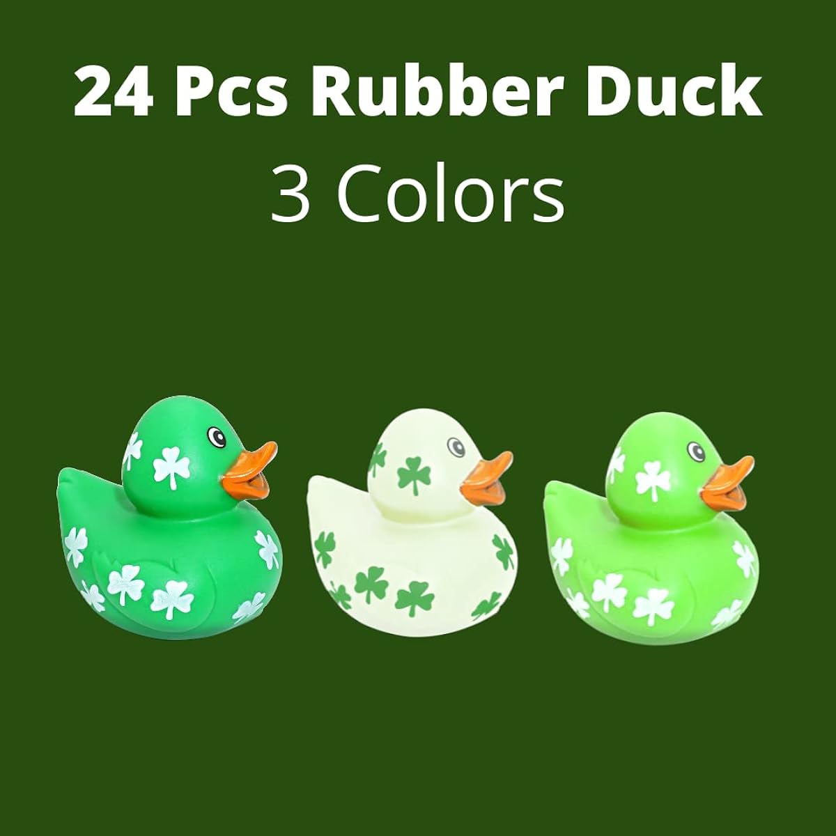 4E's Novelty 24pcs Mini St. Patrick's Rubber Ducks Shamrock Rubber Ducks Miniature Irish Decorations Party Favors Kids School