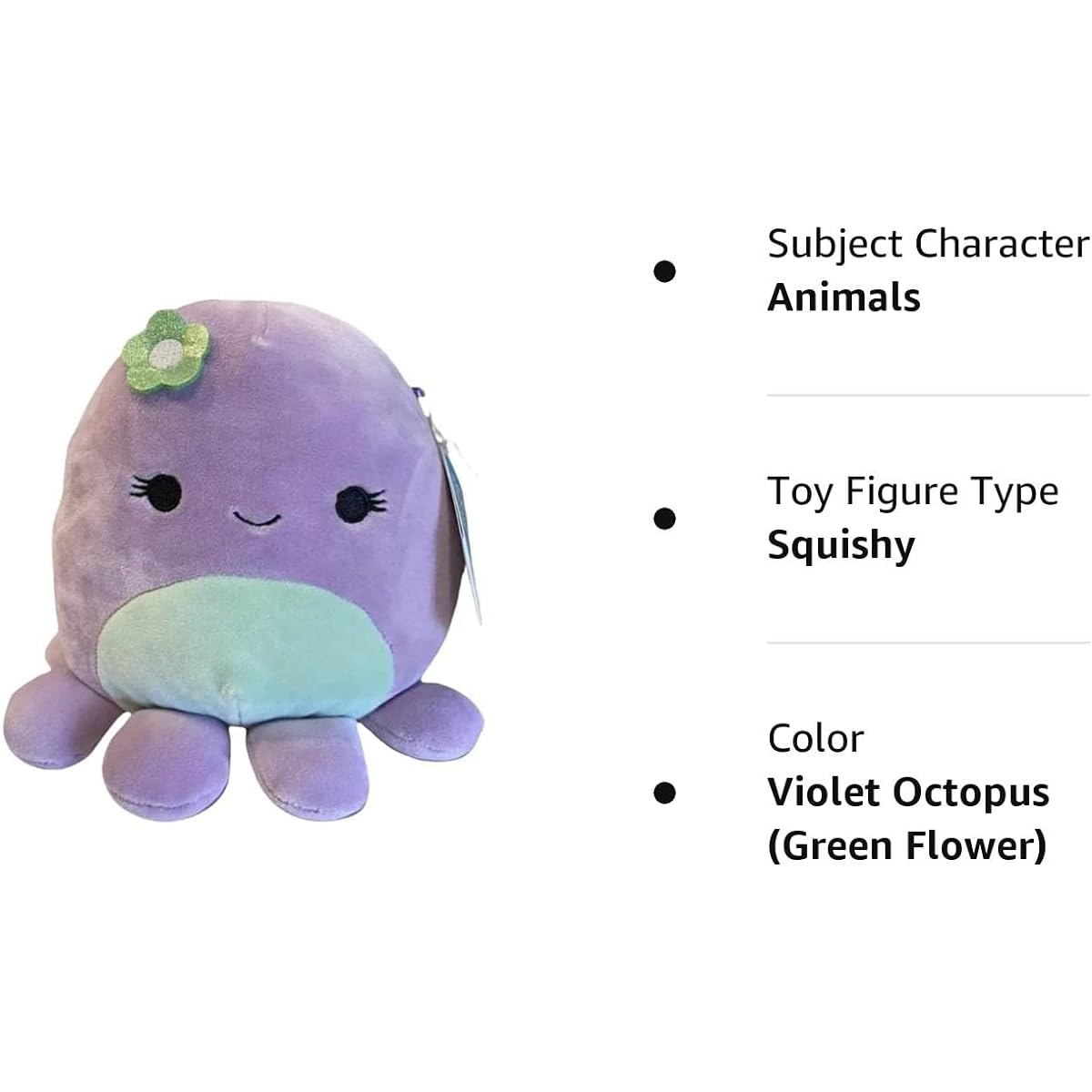 Squishmallow Official Kellytoy Plush Sea Creatures Squad Squad Soft Stuffed Animals (Violet Octopus (Green Flower) 7"