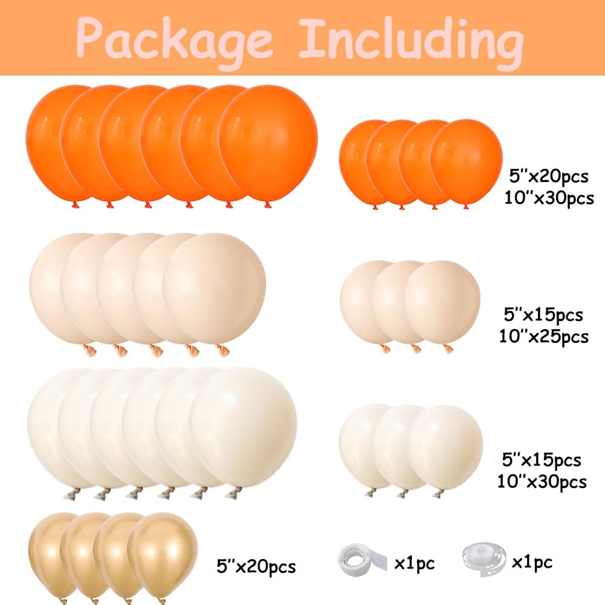 Thanksgiving Balloon Arch Kit 155pcs Fall Orange Sand White Balloons Garland Little Cutie Baby Shower Decorations Fall Birthday Party Supplies