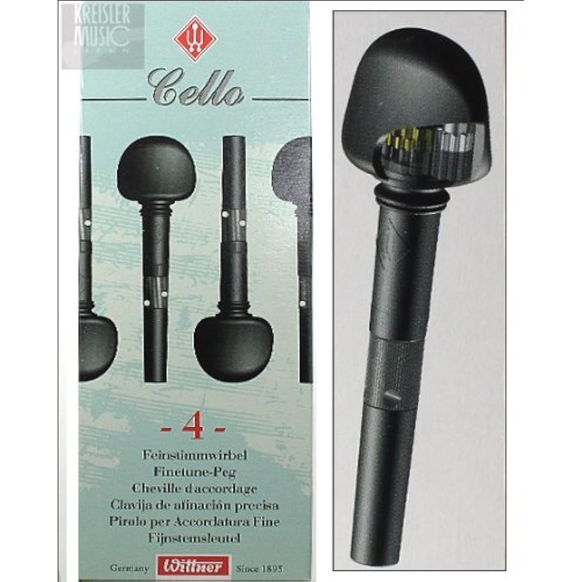 Set of 4 pegs for cello with built-in gear Fine Tune Wittner