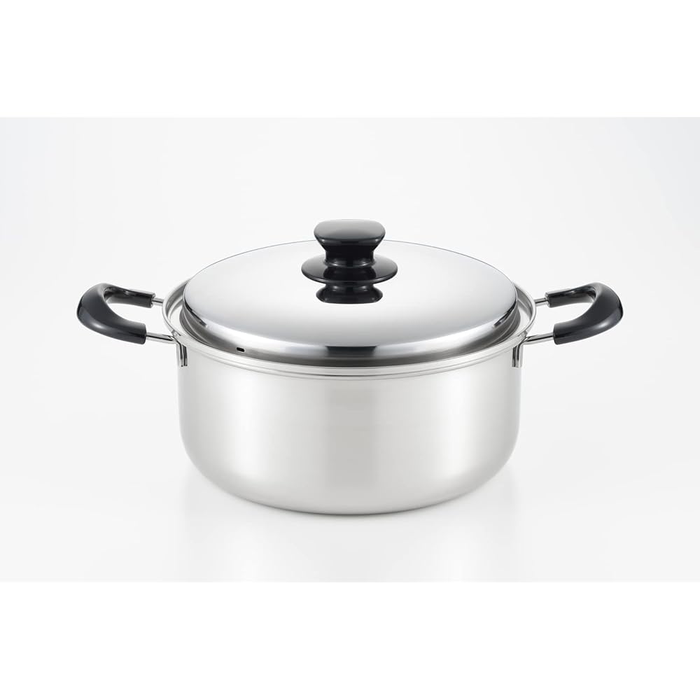 Yoshikawa Two-handed pot 24cm Made in Japan Compatible with gas fire and IH Integrate SJ3397 Silver