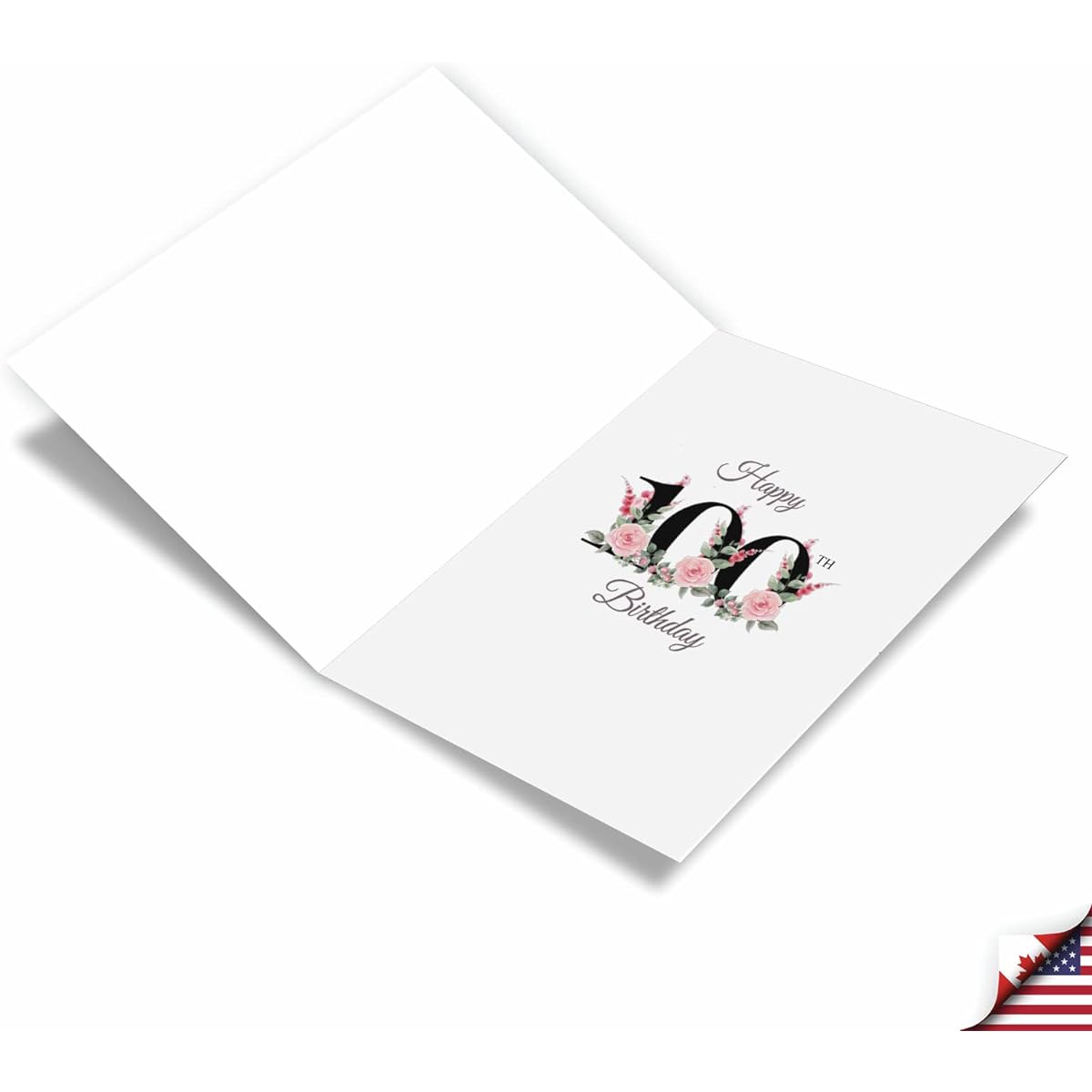 NobleWorks 100th Anniversary Milestone Birthday Greeting Card with 5 x 7 Inch Envelope (1 Card) Floral Age 100 C8266MBG